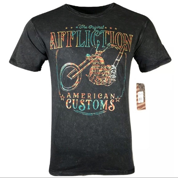 Affliction Men's ELECTRIC METAL Premium Black Label T-Shirt - Biker MMA Style, 100% Cotton